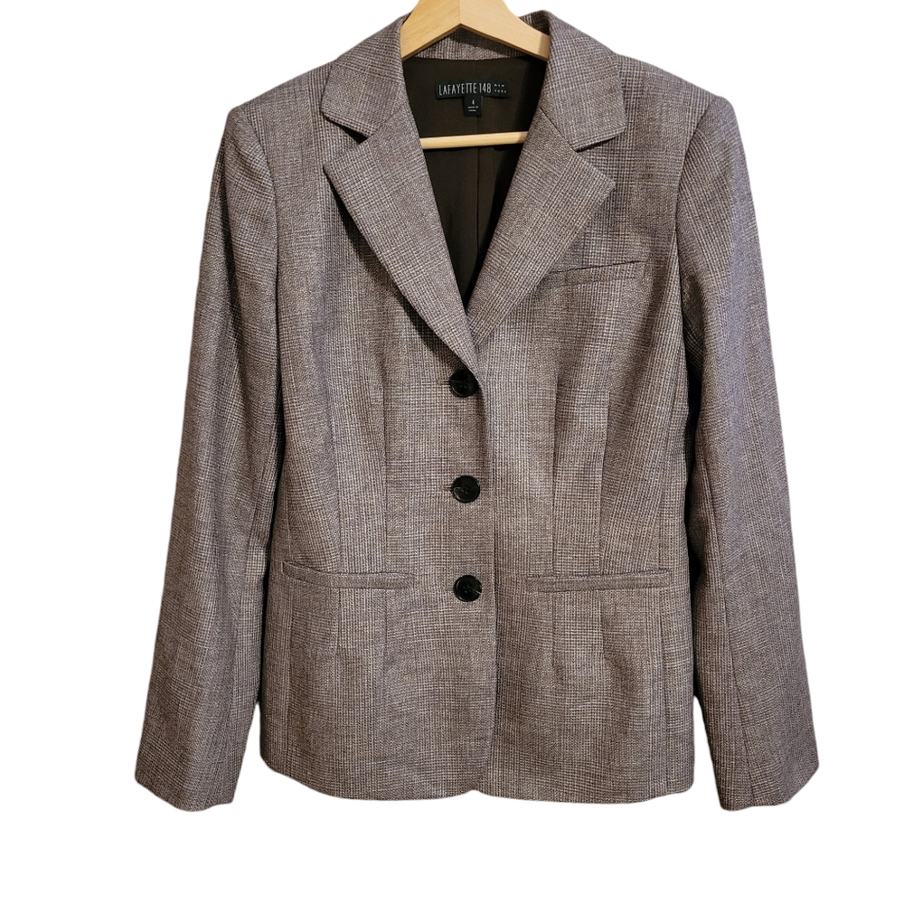 Lafayette 148 Brown Virgin Wool Blend Blazer